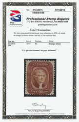 1857-60 (1875 Reprint), 5¢ orange brown (Scott 42), without gum as ...