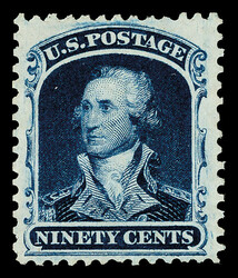 1857-60 (1875 Reprint), 90¢ deep blue (Scott 47), without gum as ...