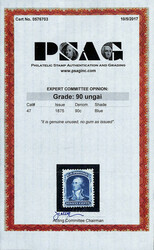 1857-60 (1875 Reprint), 90¢ deep blue (Scott 47), without gum as ...