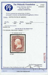 1861-66 (1875 Re-issue), 3¢ brown red (Scott 104), o.g., lightly ...