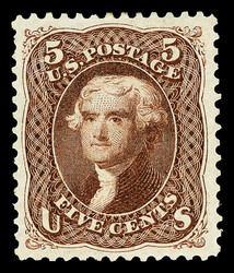 1861-66 (1875 Re-issue), 5¢ brown (Scott 105), o.g., hinged, Post ...