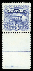 1869, 3¢ ultramarine, split grill (Scott 114 var.), bottom margin ...