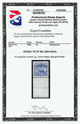 1869, 3¢ ultramarine, split grill (Scott 114 var.), bottom margin ...