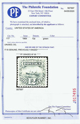 1869, 12¢ green (Scott 117), o.g., very lightly hinged, choice ...