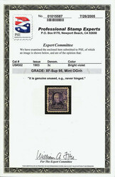 1903, 3¢ bright violet (Scott 302), o.g., never hinged, with ...