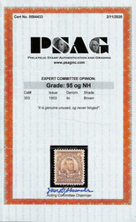 1903, 4¢ brown (Scott 303), o.g., never hinged, cleanly printed in ...