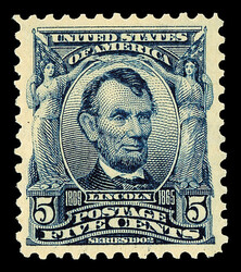 1903, 5¢ blue (Scott 304), o.g., never hinged, a select example with ...