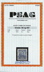 1903, 5¢ blue (Scott 304), o.g., never hinged, a select example with ...