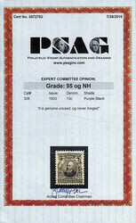 1902, 13¢ purple black (Scott 308), o.g., never hinged, ...