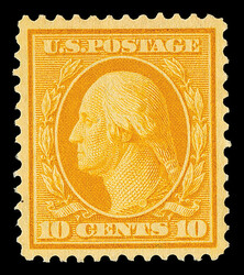 1909, 10¢ yellow, D.L. watermark (Scott 338), o.g., never hinged, ...