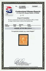 1909, 10¢ yellow, D.L. watermark (Scott 338), o.g., never hinged, ...