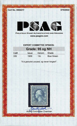 1909, 13¢ blue green, D.L. watermark (Scott 339), o.g., never hinged ...