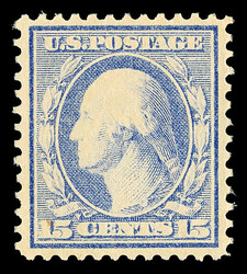 1909, 15¢ pale ultramarine, D.L. watermark (Scott 340), o.g., never ...