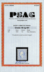 1909, 15¢ pale ultramarine, D.L. watermark (Scott 340), o.g., never ...