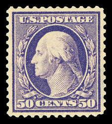 1909, 50¢ violet, D.L. watermark (Scott 341), o.g., never hinged, ...