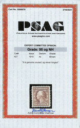 1914, 4¢ brown, S.L. watermark, perf. 10 (Scott 427), o.g., never ...