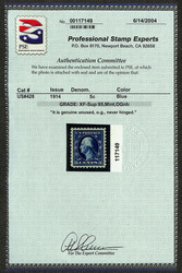 1914, 5¢ blue, S.L. watermark, perf. 10 (Scott 428), o.g., never ...