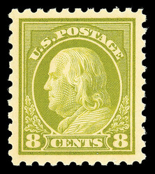 1914, 8¢ pale olive green, S.L. watermark, perf. 10 (Scott 431), o.g ...