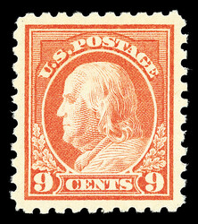 1914, 9¢ salmon red, S.L. watermark, perf. 10 (Scott 432), o.g., ...