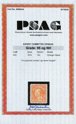 1914, 10¢ orange yellow, S.L. watermark, perf. 10 (Scott 433), o.g., ...