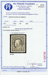 1914, 15¢ gray, S.L. watermark, perf. 10 (Scott 437), o.g., never ...
