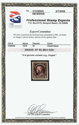 1915, $1 violet black, D.L. watermark, perf. 10 (Scott 460), o.g., ...