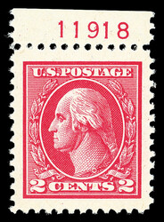 1918, 2¢ carmine, type Va, offset printing (Scott 528), top margin ...