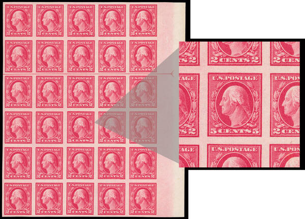 1917, 5¢ carmine color error, unwatermarked, imperf. (Scott 485), a ...