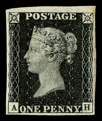 1840, Queen Victoria First Issue, 1d black (Scott 1), Plate VII, A-H, ...