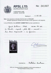 1840, Queen Victoria First Issue, 1d black (Scott 1), Plate VII, A-H, ...