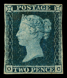 1841, 2d blue, "white lines" (Scott 4), plate IV, O-C, regummed, ...