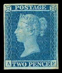 1841, 2d pale blue, "white lines" (Scott 4a), Plate III, A-F, o.g., ...