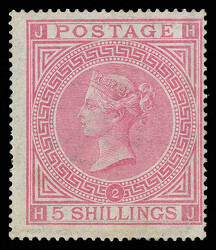 1867, Queen Victoria, 5s pale rose, Maltese Cross watermark (Scott ...