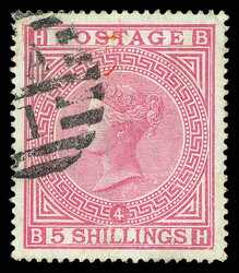 1882, Queen Victoria, 5s rose on bluish paper, Anchor watermark ...