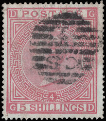 1882, Queen Victoria, 5s rose on white paper, Anchor watermark (Scott ...