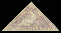 1858, Triangular, Perkins Bacon printing, 6d pale rose lilac on white ...