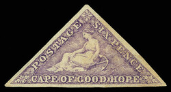 1863-64, "Hope" Seated, engraved, 1d dark carmine to 6d purple (Scott ...