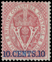 1867, Seal of the Colony, 10¢ on 3d lilac rose, perf. 14 (Scott 10), ...