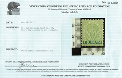 1867, Seal of the Colony, $1 on 3d green, perf. 14 (Scott 13), o.g., ...