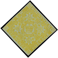 1851, 6d olive yellow (Scott 2), o.g., four clear margins and ...