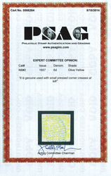 1851, 6d olive yellow (Scott 2), o.g., bright and fresh with large ...