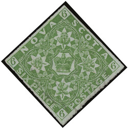 1851, 6d yellow green (Scott 4), very lightly canceled with good ...