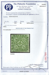 1851, 6d yellow green (Scott 4), very lightly canceled with good ...