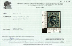 1855, Jacques Cartier, 10d blue, on thick machine-made wove paper, ...