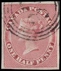 1857, Queen Victoria, ½d rose, imperforate (Scott 8), a pretty used ...