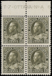 1925, King George V "Admiral", 20¢ olive green, dry printing (Scott ...