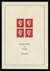 1944, 2.40Fr Marianne (Dulac), "Liberation de Paris" miniature sheet ...