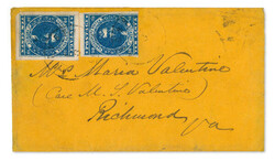 1861, 10¢, Paterson printing, dark blue (Scott 2b), two singles, one ...