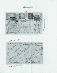 1929 Round-the-World Flight postal card, autographed, 1¢ Jefferson ...