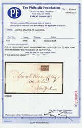 Brattleboro, Vt., 1846, 5¢ black on buff (Scott 5X1), position 8, ...